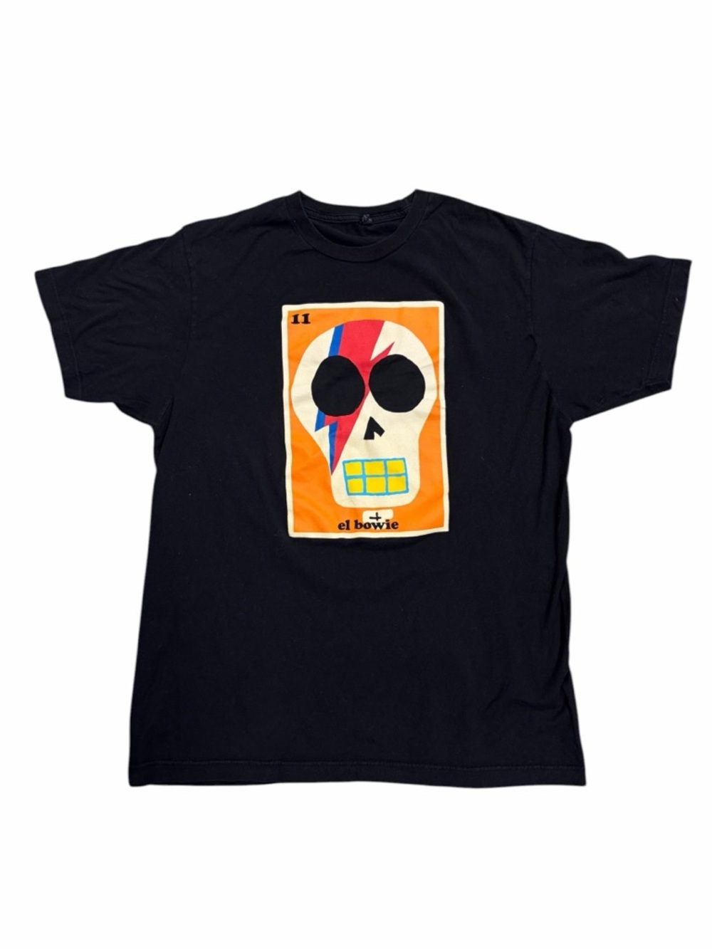 El Bowie Black Graphic Skull T‑Shirt - Large